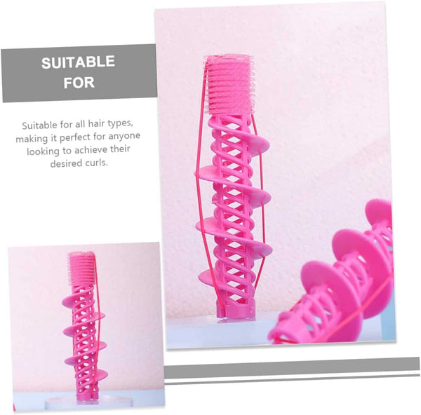 2 pcs DIY Styling Hairdressing Spiral Curler in pink, ideal for creating curls without heat for all hair types.