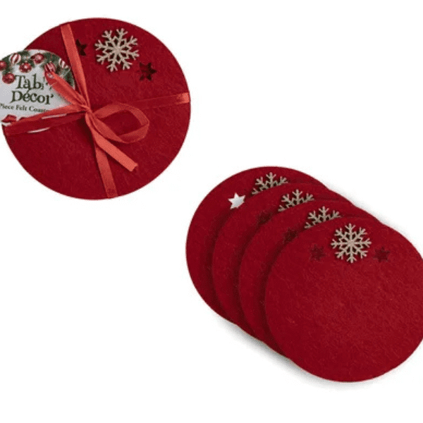 Perfect Dealz Festive Felt Coaster Set for Holiday Tables