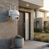 1080P HD Wireless Outdoor PTZ Security Camera mounted on a modern home exterior wall.