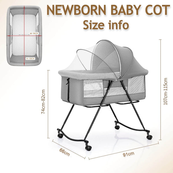 Perfect Dealz Baby Rocker Bassinet Crib & Co-Sleeper with Detachable Mosquito Net