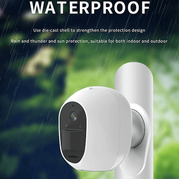 Waterproof Outdoor Camera mounted on a pole, designed for rain and sun protection for outdoor use.
