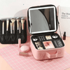 Portable Make Up Organizer Storage Box with LED Light and Mirror image 2