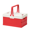 Foldable Plastic Camping Storage Box in red and white, ideal for organization and camping trips.