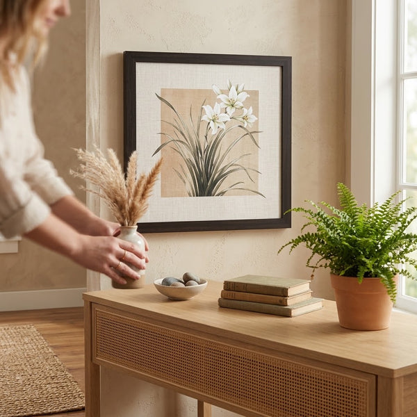 Framed White Lily Botanical Wall Art Print