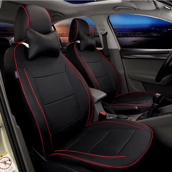 Universal Fit Luxury Black and Red Leather Car Seat Covers image 0