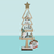 Mini Festive Wooden Table Tree 30 cm with cute gnomes and glitter star, perfect rustic holiday decor.