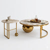 Luxury Marble and Gold Nesting Coffee Table Set featuring elegant marble tops and gold accents.