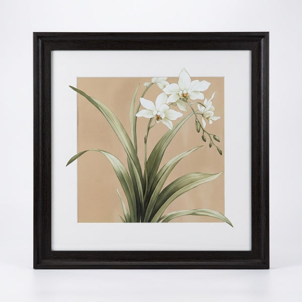 Framed White Orchid Botanical Wall Art Print