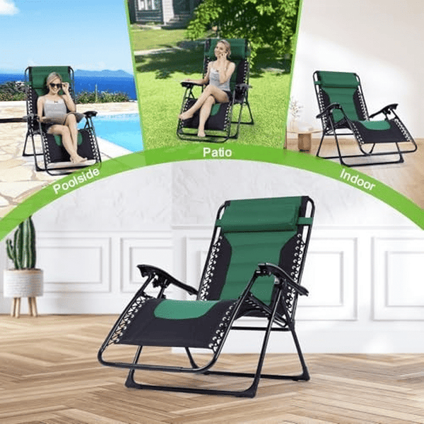 Folding Patio Recliner Chair with Adjustable Headrest image 0