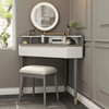 Glow Vanity Dresser with Mirror featuring a modern design, full-height mirror, and organized makeup station.