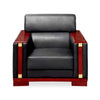 Executive Modern Armchair Sofa with sleek black leather and wooden accents for stylish and comfortable seating.