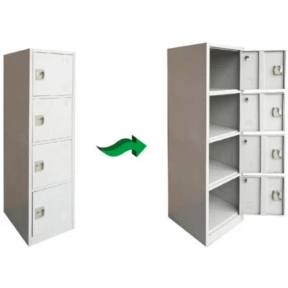 4-Compartment Steel Locker showcasing its secure and organized storage features with multiple compartments.