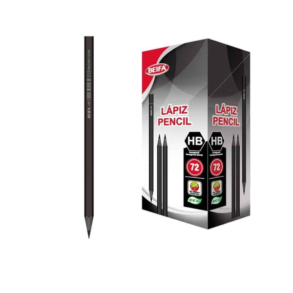 72 pcs Lightweight Hexagonal Plastic Pencil in a box with black HB pencils for smooth writing.