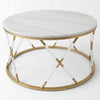Elegant Marble Top Coffee Table featuring a sleek round marble surface and a stylish gold metal base.