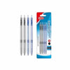 4 pcs Semi-Gel Ink Pen 0.5mm Blue & Red in packaging with four pens visible.
