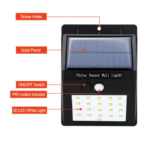 Perfect Dealz 20 LED Solar Motion Sensor Wall Light