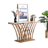 Elegant Marble Top Gold Console Table showcasing polished design in a stylish entryway, ideal for home decor.