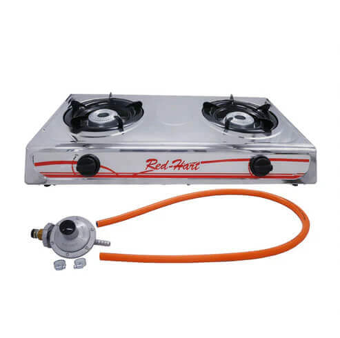 2 Burner Stainless Steel Gas Stove with Hose and Regulator image 0