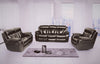 Lux Comfort Reclining Sofa set in a stylish living room with modern decor and large windows.