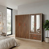 6-Door Wardrobe with Mirrored Doors and Storage Drawers