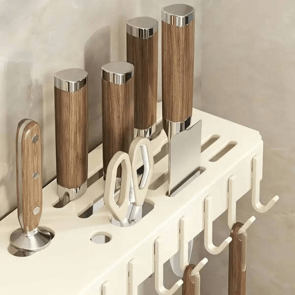 Perfect Dealz 65cm Wall Mounted Multifunctional Kitchen Utensil Holder Rack