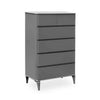 Modern Grey 5 Drawer Storage Chest with five spacious drawers for home organization.