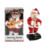 Festive Dancing Santa Room Decor 30cm in festive packaging, showcasing a cheerful Santa figure with a microphone and guitar.