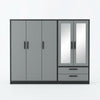 6-Door Wardrobe with Mirrored Doors and Storage Drawers