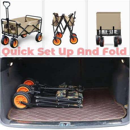 Perfect Dealz Outdoor Large Capacity Folding Wagon Truck Trolley with Tabletop