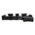 Modern Modular Sectional Sofa with black leather upholstery and soft pillows for comfortable seating.