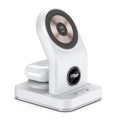 15W 3-in-1 Fast Wireless Charging Station - Cream image