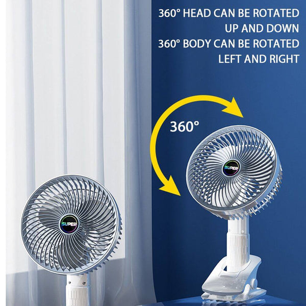 Perfect Dealz Portable Type C Rechargeable Desktop Clamp Fan