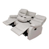 Air Leather Modern Sofa with reclining seats and cup holders for ultimate comfort in your living space.