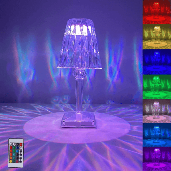 Perfect Dealz RGB Colour Changing Crystal Table Lamp Touch USB Charging LED Night Light