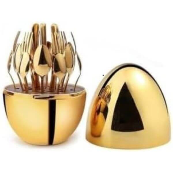 24pcs Egg Shaped Stainless Steel Cutlery Set image 2