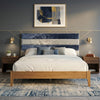 Modern Striped Upholstered Headboard with Wooden Frame