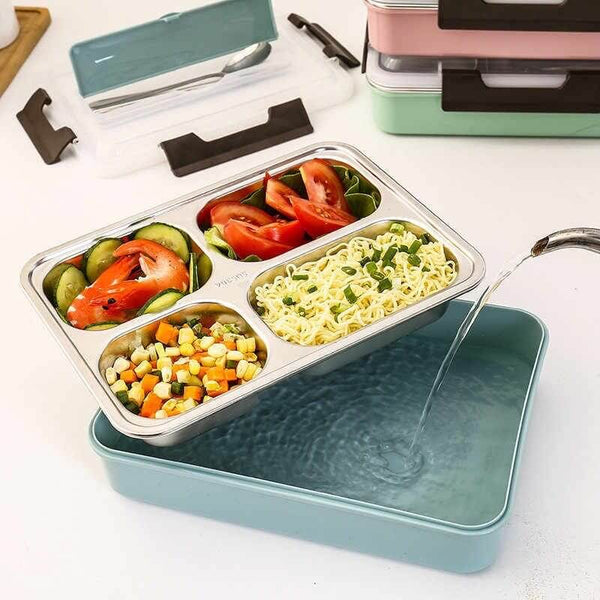 Perfect Dealz 4 Compartment Large Capacity Sealed Square Lunch Box