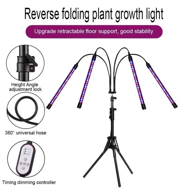 Wireless LED Grow Light with adjustable height and dimming control for optimal indoor plant growth.