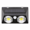Motion Sensor Wall Light with solar panel and dual LED bulbs for outdoor security and convenience.