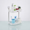 Space Nest 2-Tier Bathroom Corner Shelf showcasing toiletries and organized essentials in a compact design.