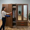 6-Door Wardrobe with Mirrored Doors and Storage Drawers