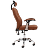 Comfort Executive Desk Chair in brown leather with ergonomic design and chrome base, ideal for offices and home workspaces.