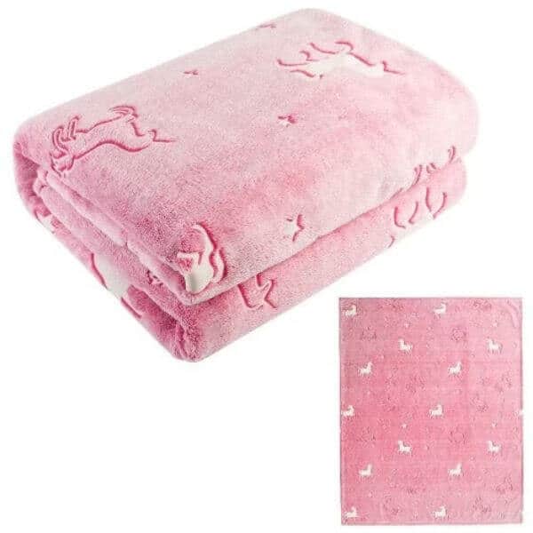 Glow in The Dark Pink Unicorn Blanket image 1