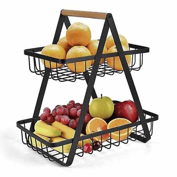 2 Tier Countertop Fruit Basket Holder Decorative Bowl Stand image 2
