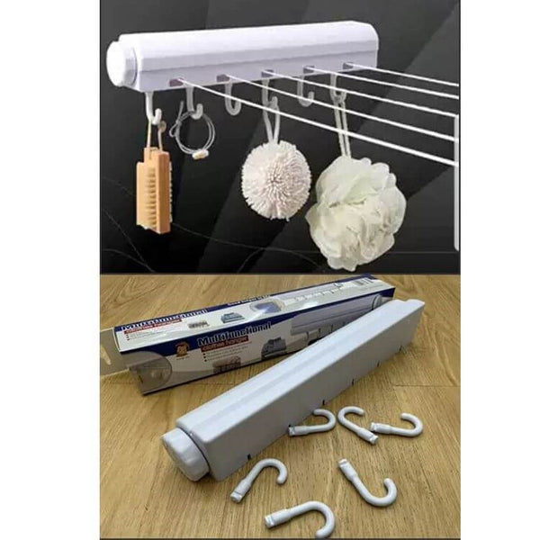 3.7m 5 Line Retractable Clothes Drying Line With Hanger Clips image 2