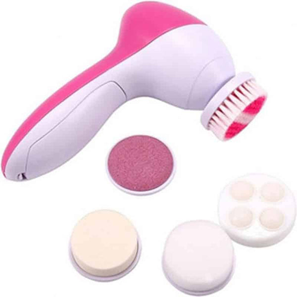 5 in 1 Facial Skin Care Electric Massager Scrubber with multiple brush heads for professional home skincare.