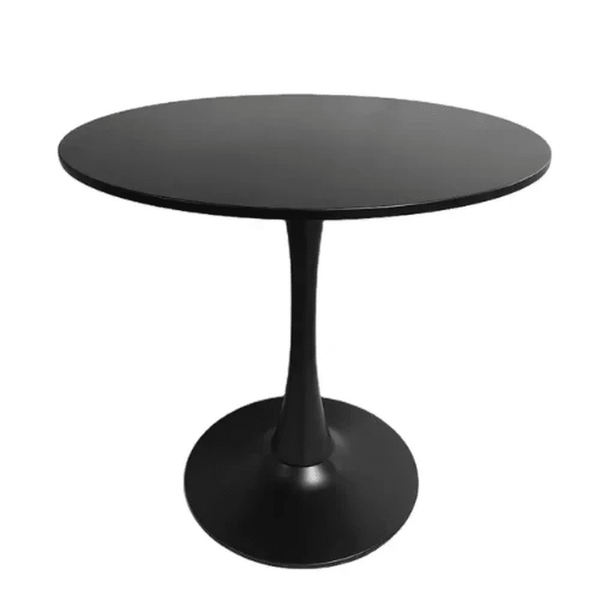 Round Dining Table - Stylish black finish design with a modern pedestal base for space-saving dining.
