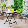 Perfect Dealz 80cm Foldable Square Glass Top Patio Side Table