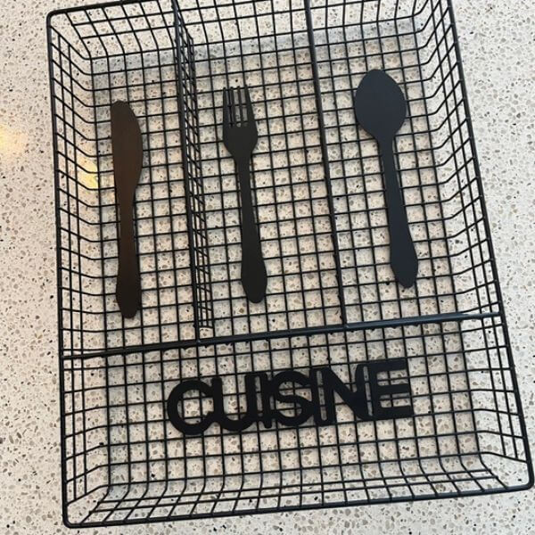 Perfect Dealz Black Metal Cutlery Organizer Tray