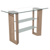 Urban Edge Slim Console Table with a glass top and wooden base, ideal for narrow spaces and stylish decor.